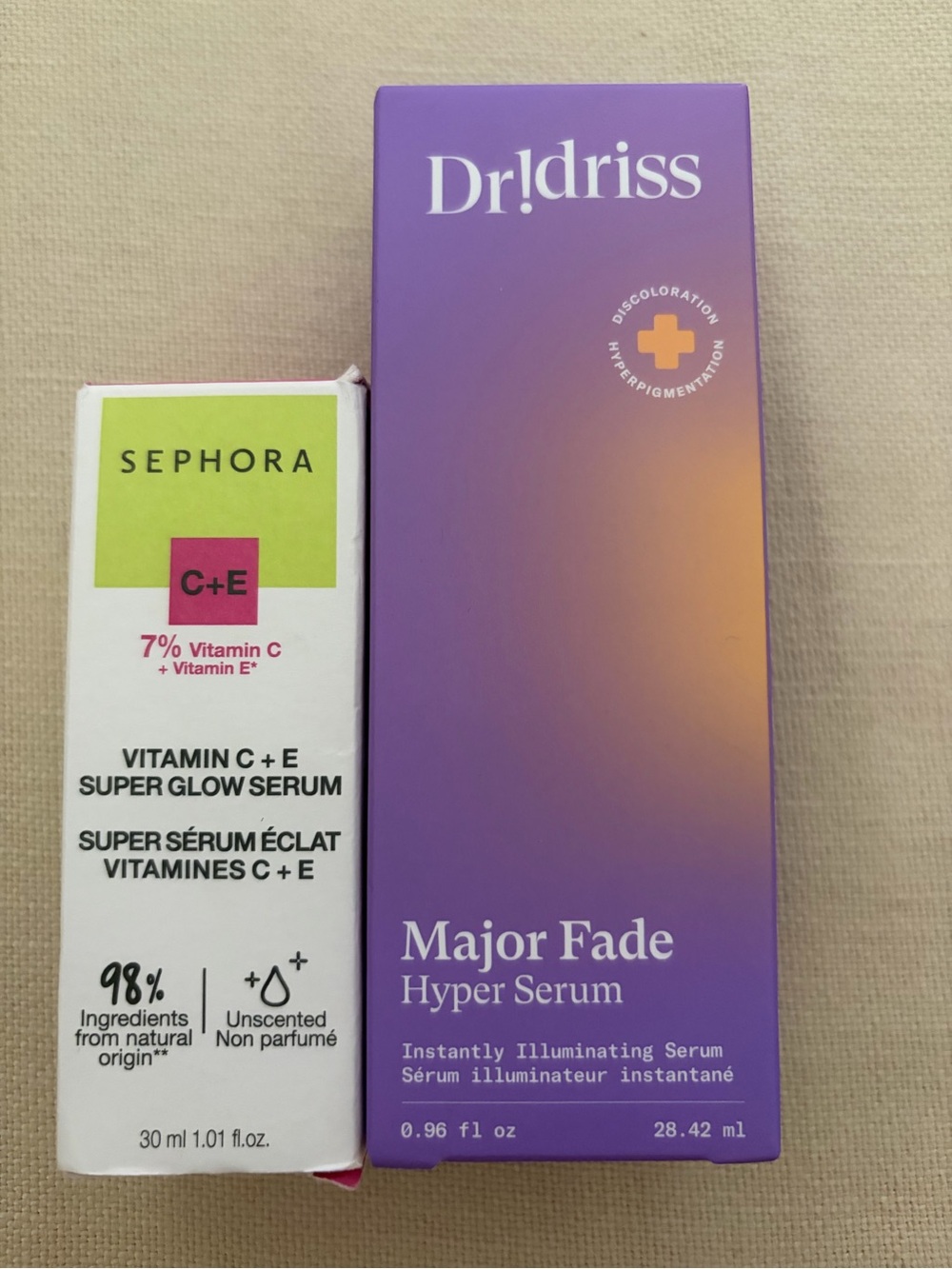 NIB Dr Idriss Major Fade Hyper Serum + Sephora Vitamin C+E Glow Serum Duo